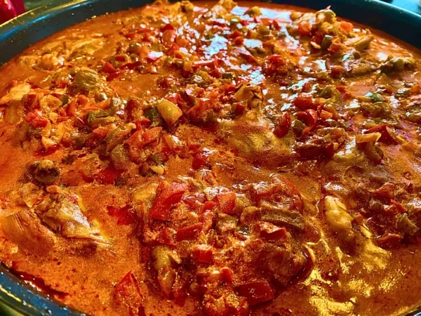 Hungarian Chicken Paprikash Over Mashed Potatoes