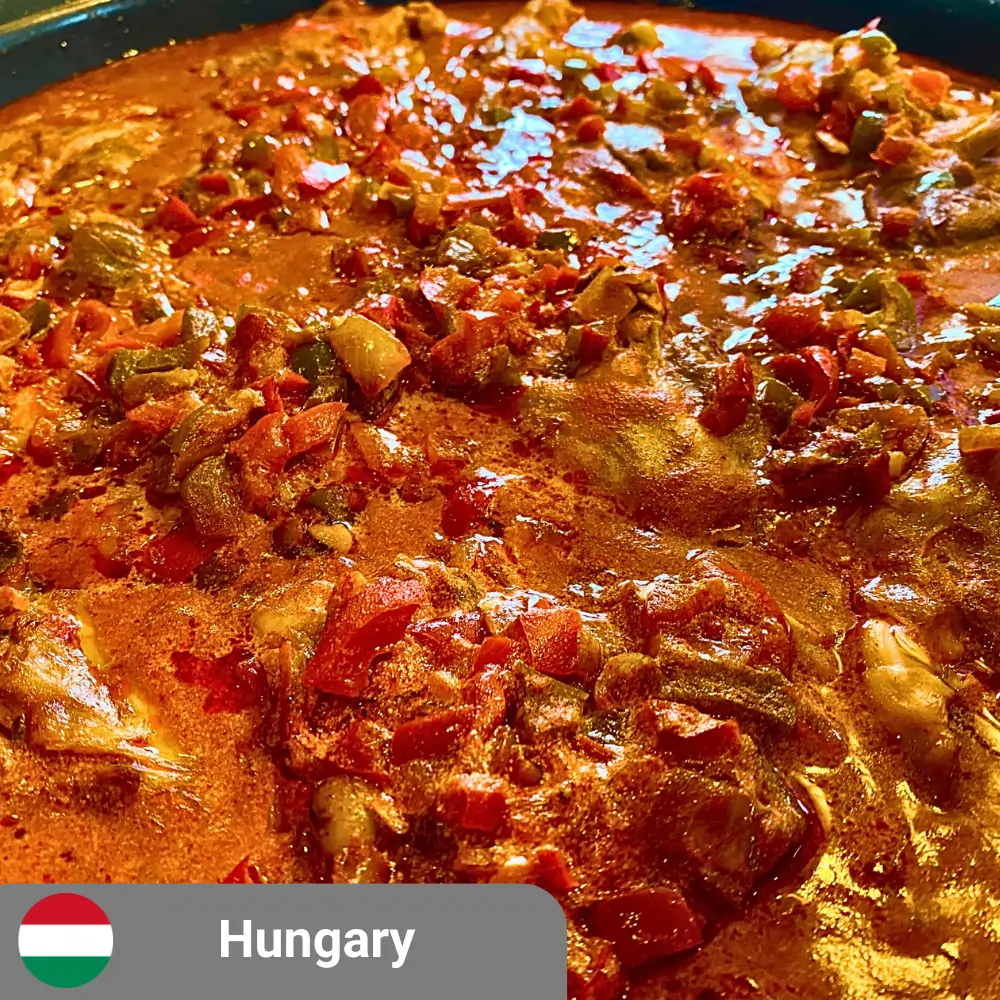 Hungarian Chicken Paprikash Over Mashed Potatoes (includes complimentary surprise dessert)
