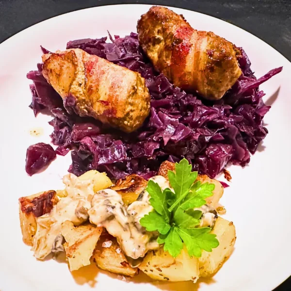 A Taste of Home: Dutch Slavinken with Braised Red Cabbage and Crispy Roasted Potatoes