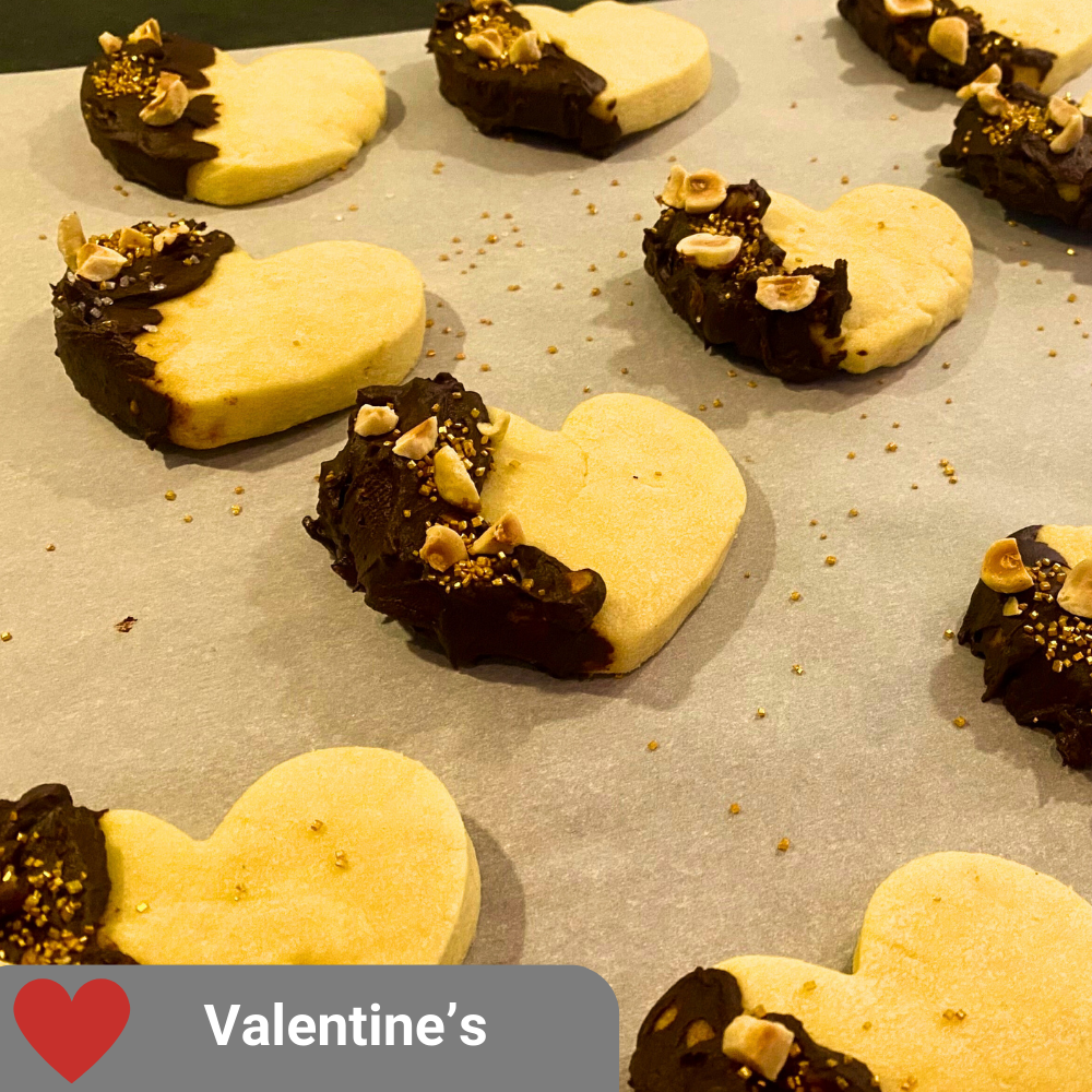 Chocolate Shortbread Heart Cookies