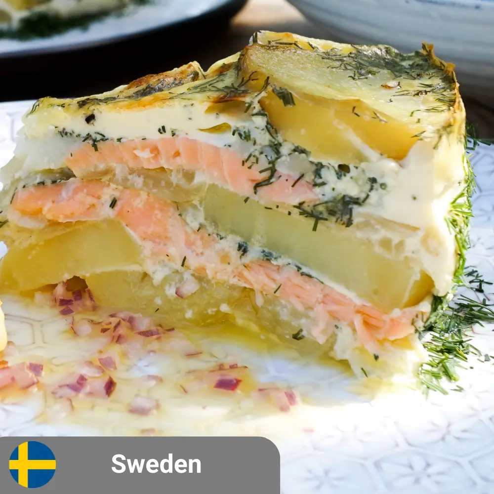 Swedish Laxpudding with Pickled Beet and Apple Salad (Rödbetssallad) (includes complimentary surprise dessert)