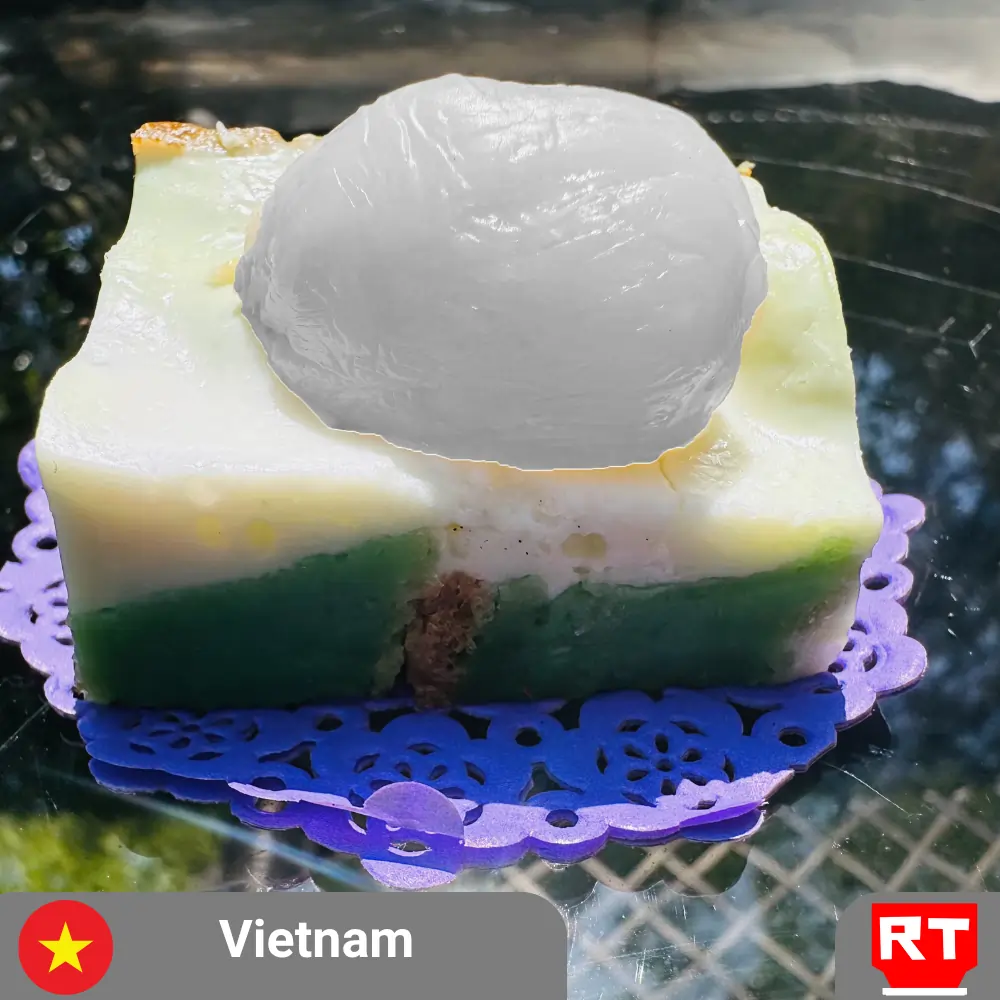 Pandan Cloud with Coconut Lychee Custard