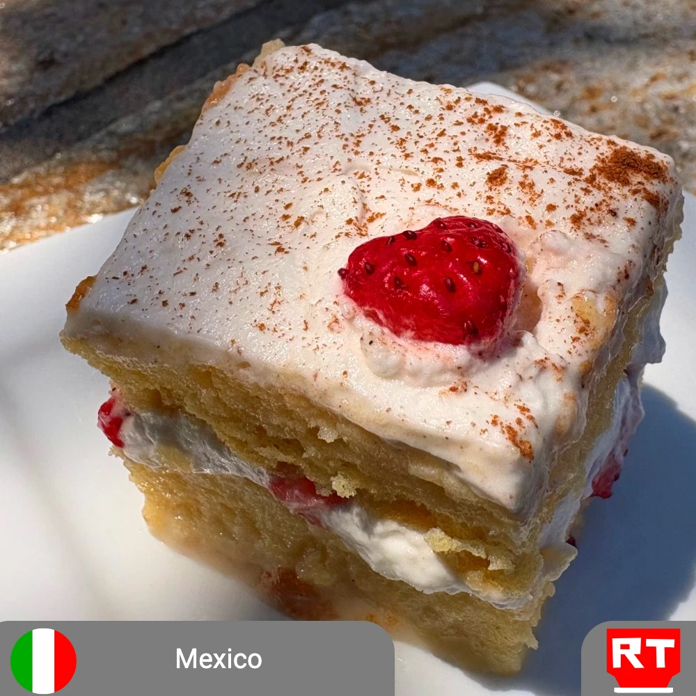 Mexican Tres Leches Cake with Strawberries and Cream