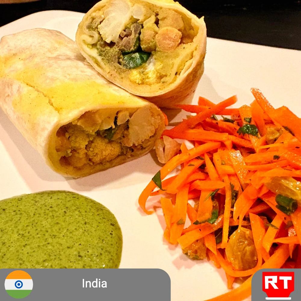 Bombay Frankie with Carrot Salad — Vegetarian, Gluten-Free Upon Request (includes complimentary surprise dessert)