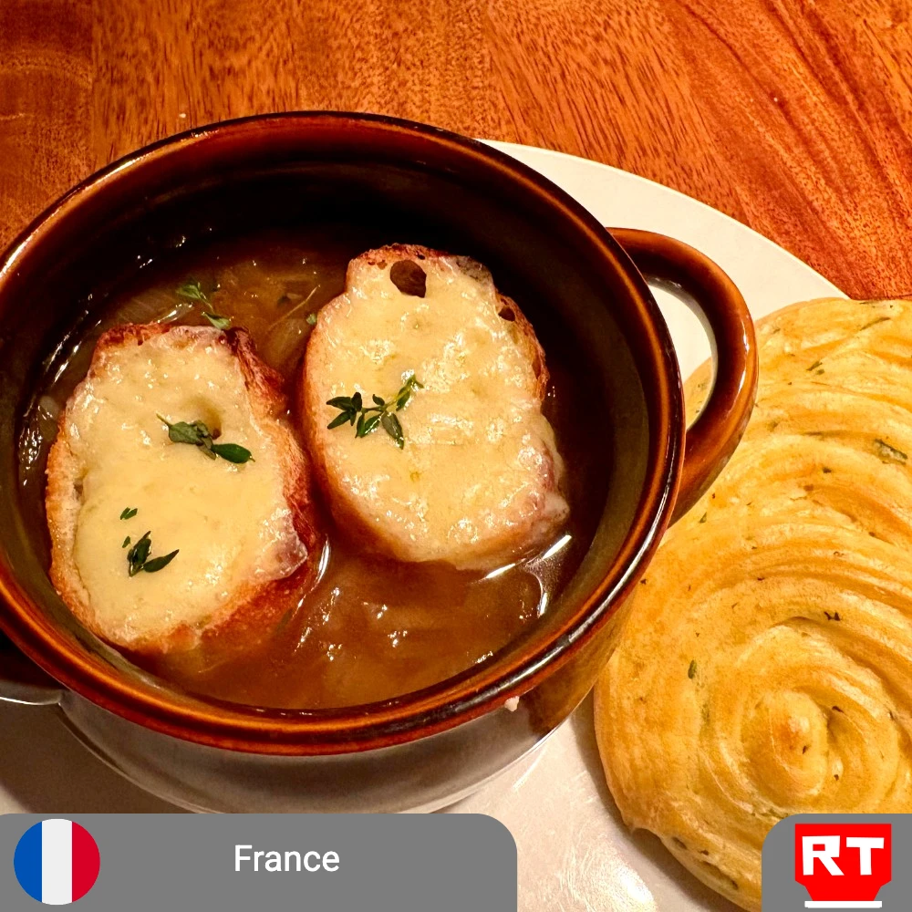 Vegetarian French Onion Soup with Lightly Herbed Gougères (includes complimentary surprise dessert)