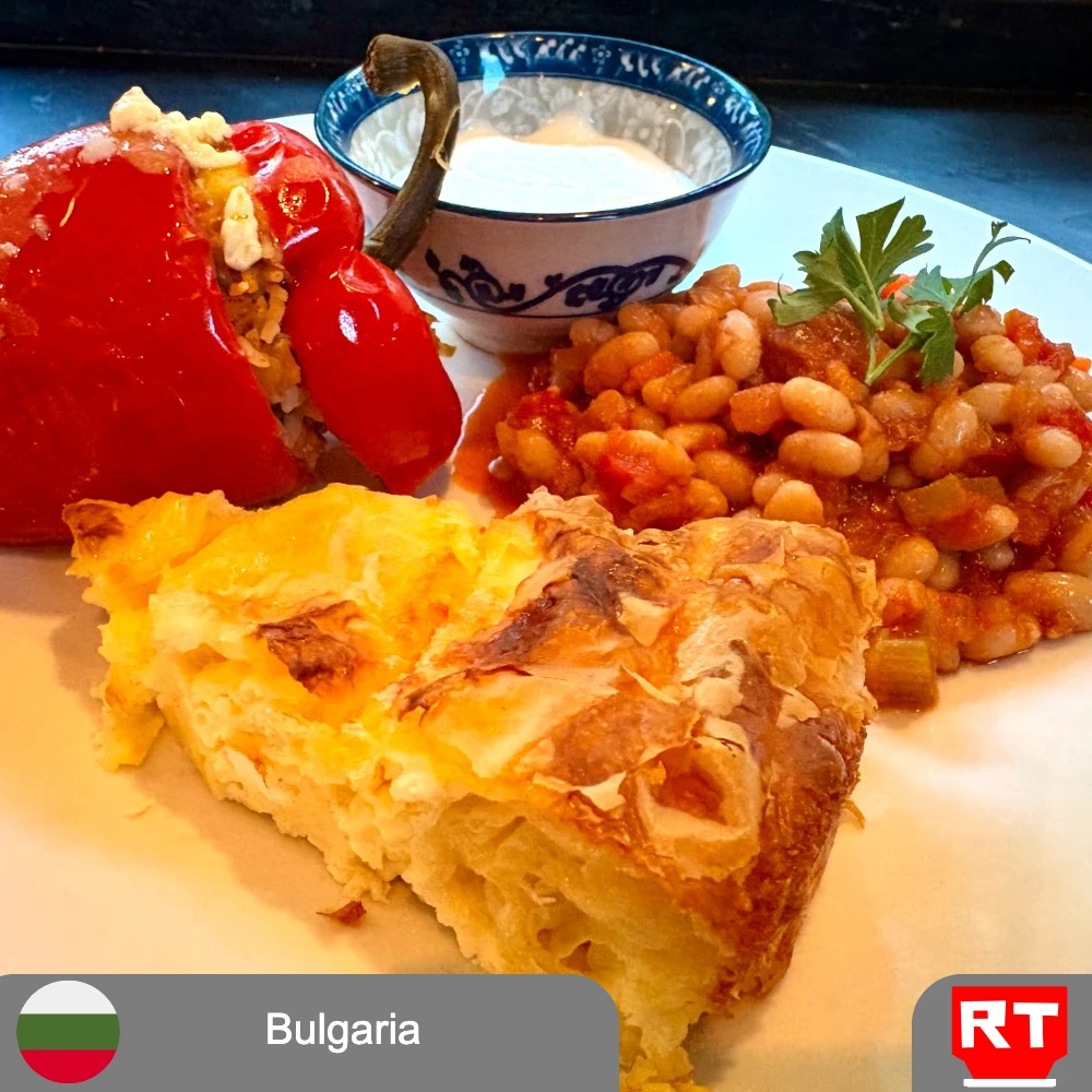 Bulgarian Palneni Chushki, Banitsa, and Kiselo Mlyako (Vegetarian Upon Request) (includes complimentary surprise dessert)