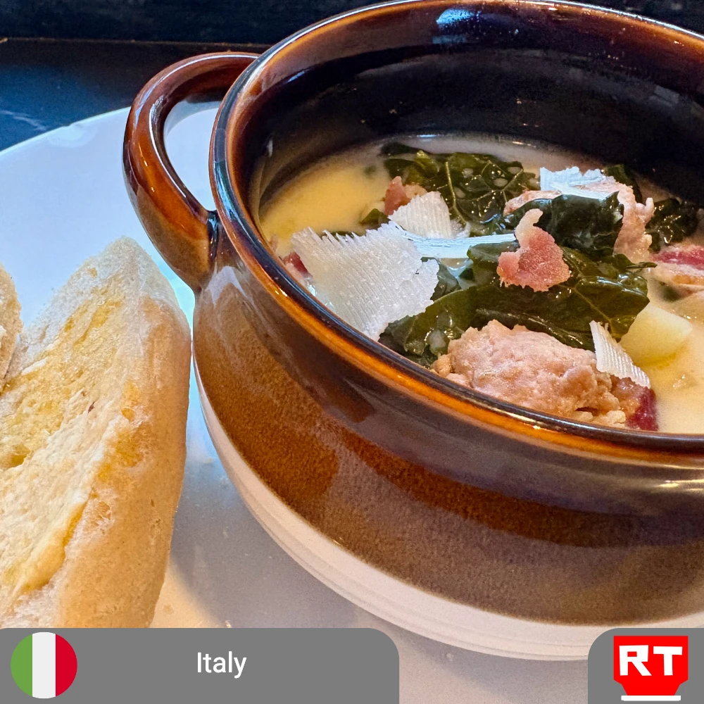 Zuppa Toscana – A Hearty Tuscan Tradition with Ciabatta (includes complimentary surprise dessert)