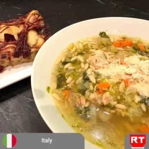 Italian Wedding Soup with Caramelized Onion & Sage Focaccia