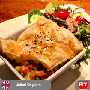 Individual British Chicken & Leek Pie with Seasonal Salad (includes complimentary surprise dessert)