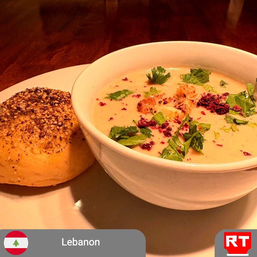 Lebanese Roasted Cauliflower–Potato Soup with Sesame Za’atar Crusted Rolls (includes complimentary surprise dessert)