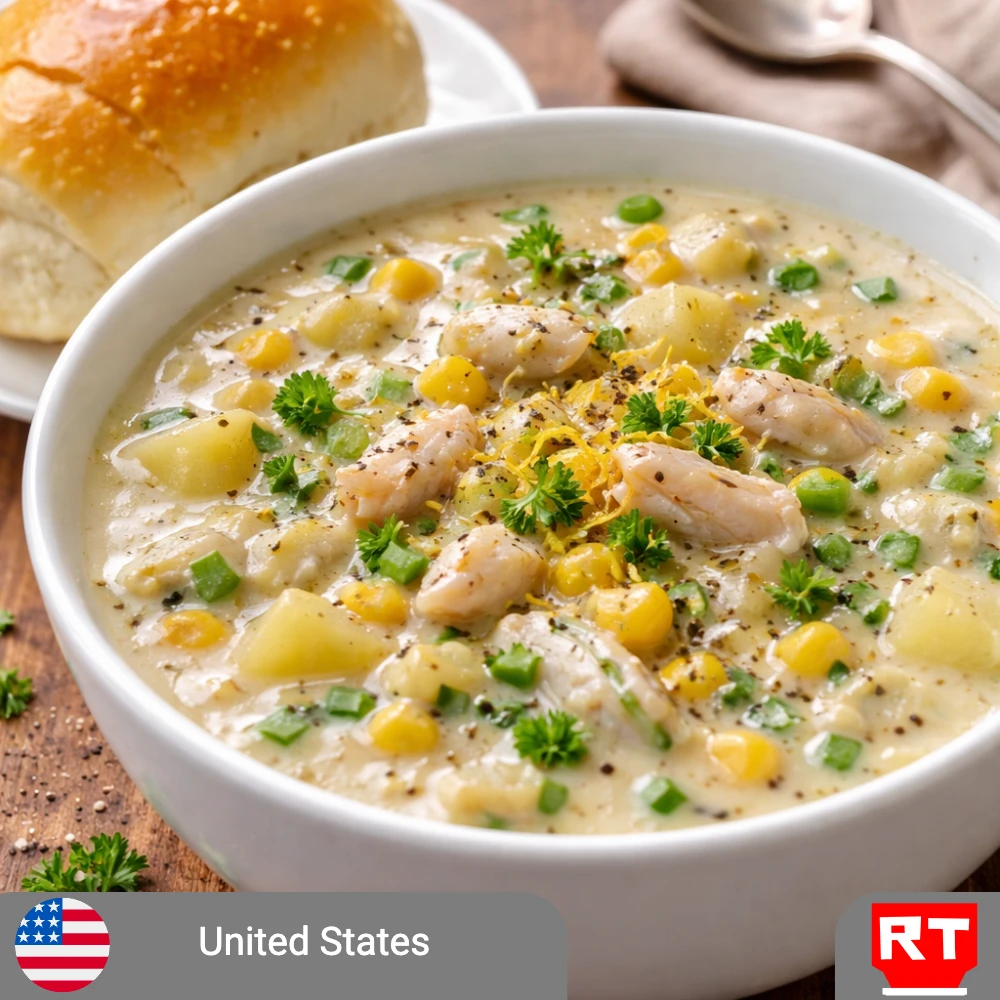 Chesapeake Wild Blue Crab & Corn Chowder with Buttery Dinner Roll (includes complimentary surprise dessert)