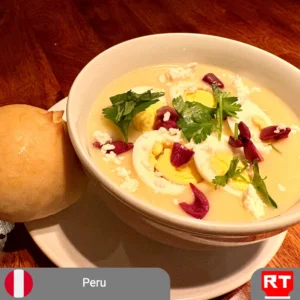 Peruvian Golden Huancaína Potato Soup with Artisan Roll (includes complimentary surprise dessert)
