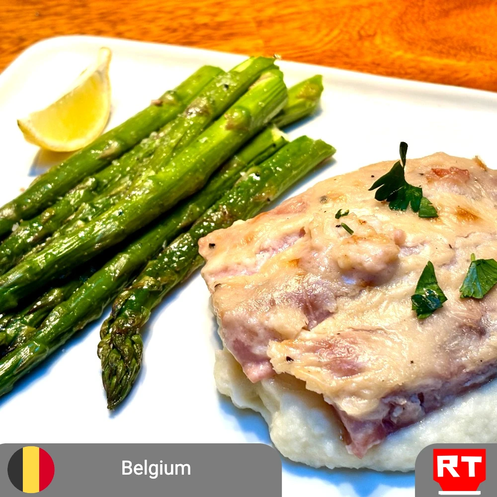 Belgian Endive and Ham Gratin with Buttery Mashed Potatoes and Asparagus (includes complimentary surprise dessert)