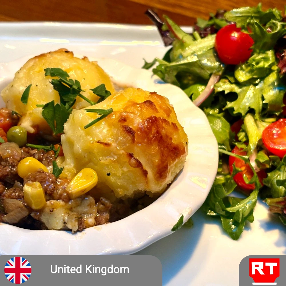 British Cottage Pie with Fresh Garden Salad (includes complimentary surprise dessert)