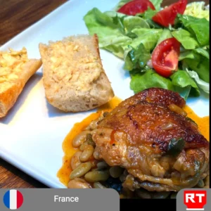 Rustic Basquaise Chicken with Creamy Flageolets & Fresh Green Salad (includes complimentary surprise dessert)