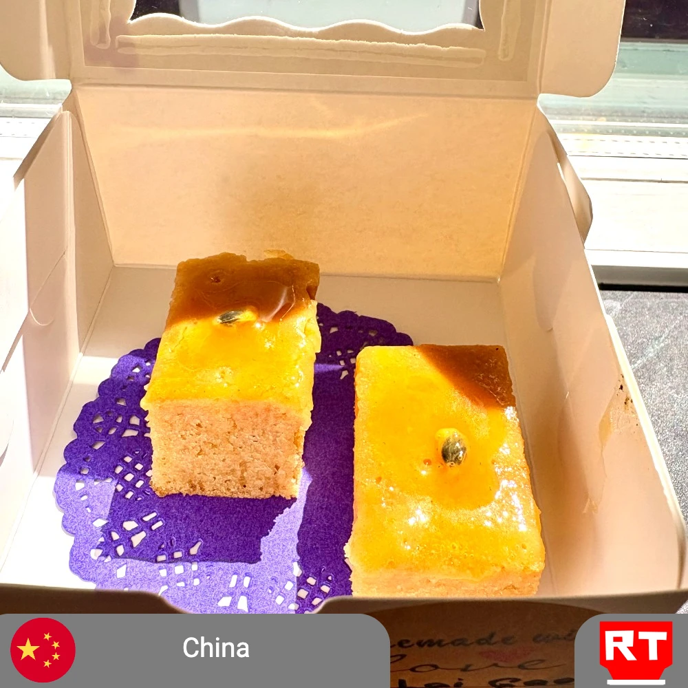 Ma Lai Gao with Passionfruit Glaze