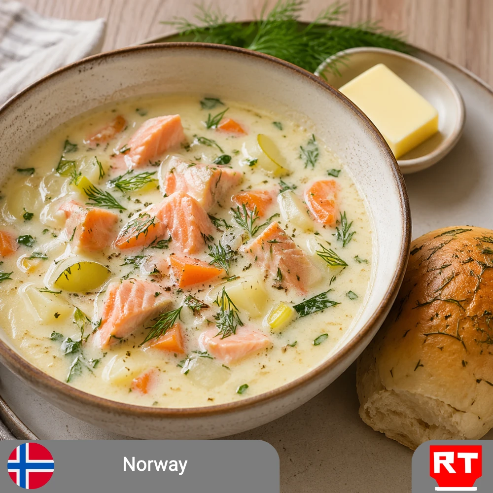 Norwegian Smoked Salmon Fiskesuppe with Rundstykker (includes complimentary surprise dessert)