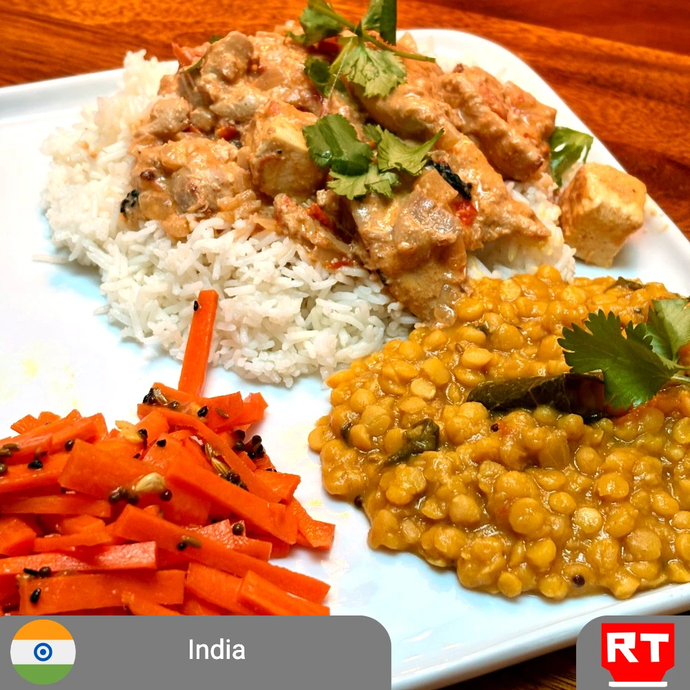 Indian Feast: Chicken Tikka Masala or Vegetarian Roasted Tofu & Cauliflower Tikka, Chana Dal, Cardamom Rice & Carrot Achar (includes complimentary surprise dessert)
