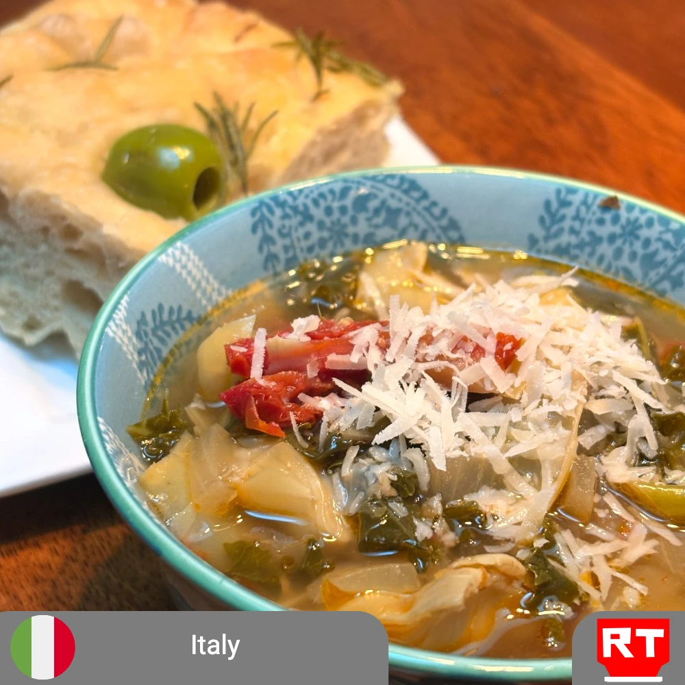 Lemony Tuscan Artichoke Soup with Castelvetrano Olive & Rosemary Focaccia (includes complimentary surprise dessert)