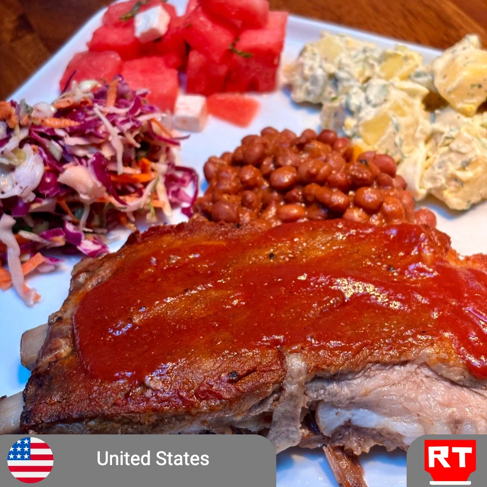 Slow-Cooked Pork Ribs • Creamy Cabbage Slaw • Herbed Potato Salad • Watermelon, Mint & Feta Salad (includes complimentary surprise dessert)