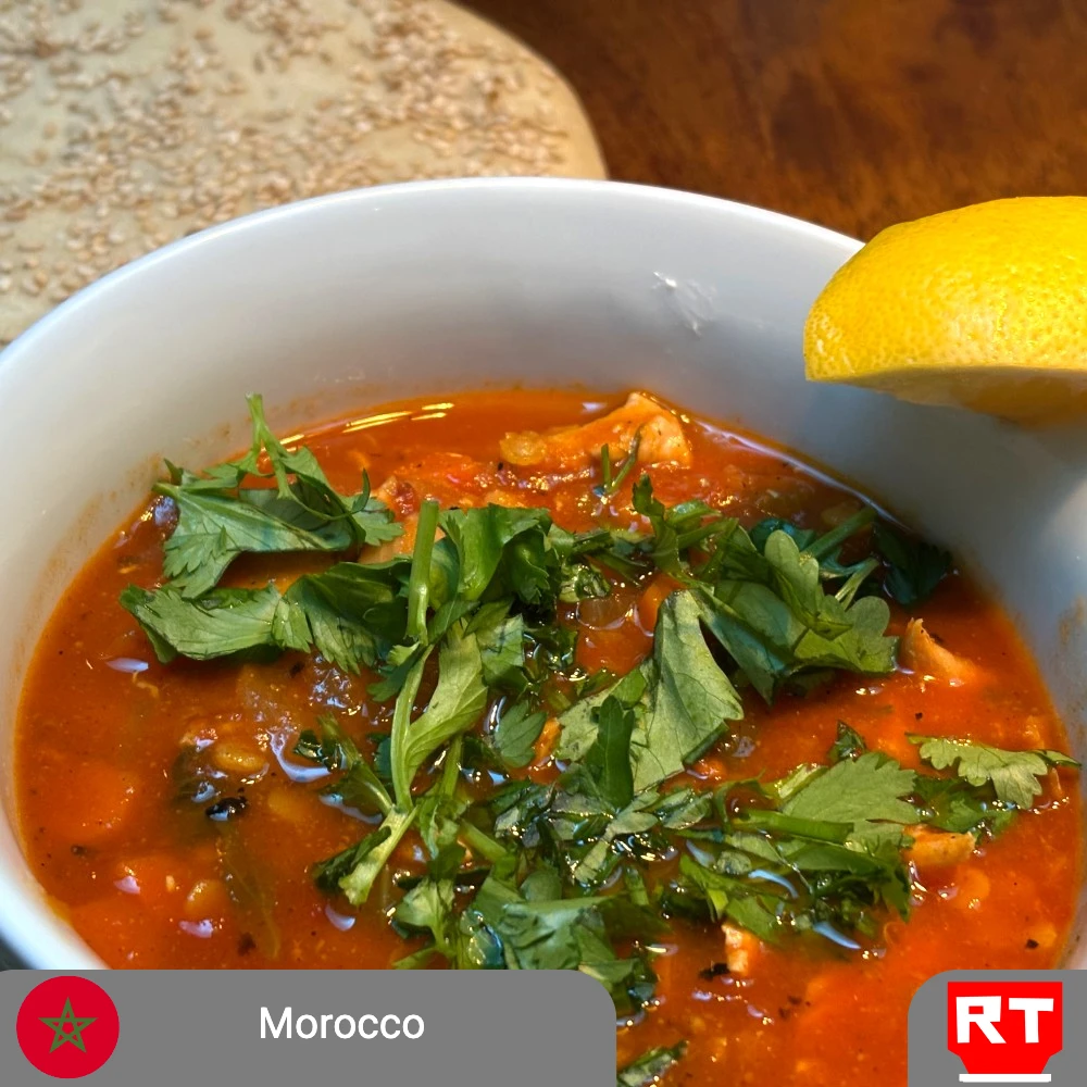 Moroccan Chicken Chorba Served with Fresh-Baked Khobz (includes complimentary surprise dessert)