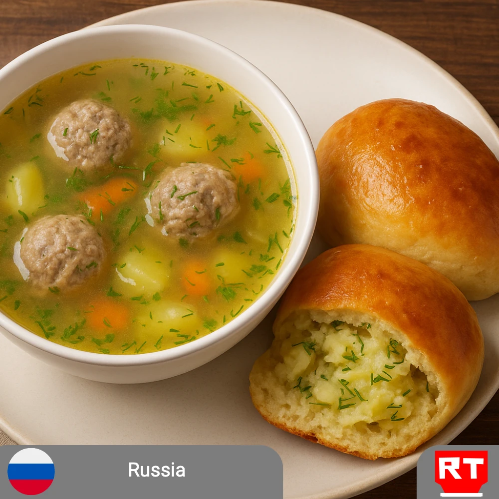 Russian Comfort: Frikadelki Soup & Potato Pirozhki (includes complimentary surprise dessert)