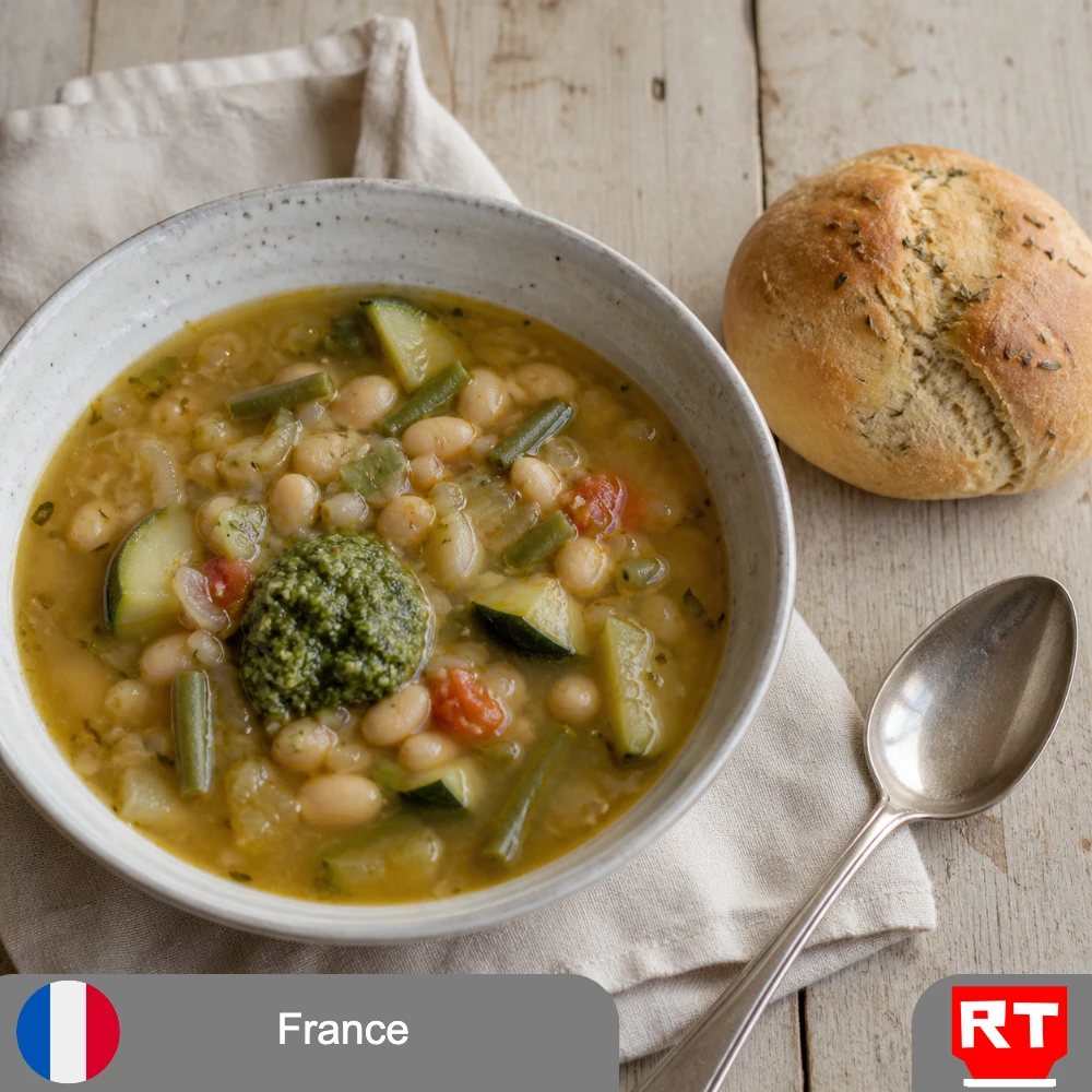 Soupe au Pistou with Garden Vegetables & White Beans, served with a Provençal Herb Bun (includes complimentary surprise dessert)