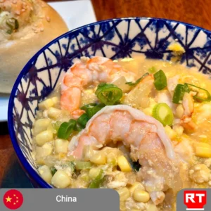 Chinese Shrimp & Sweet Corn Soup with a Scallion-Sesame Roll (includes complimentary surprise dessert)